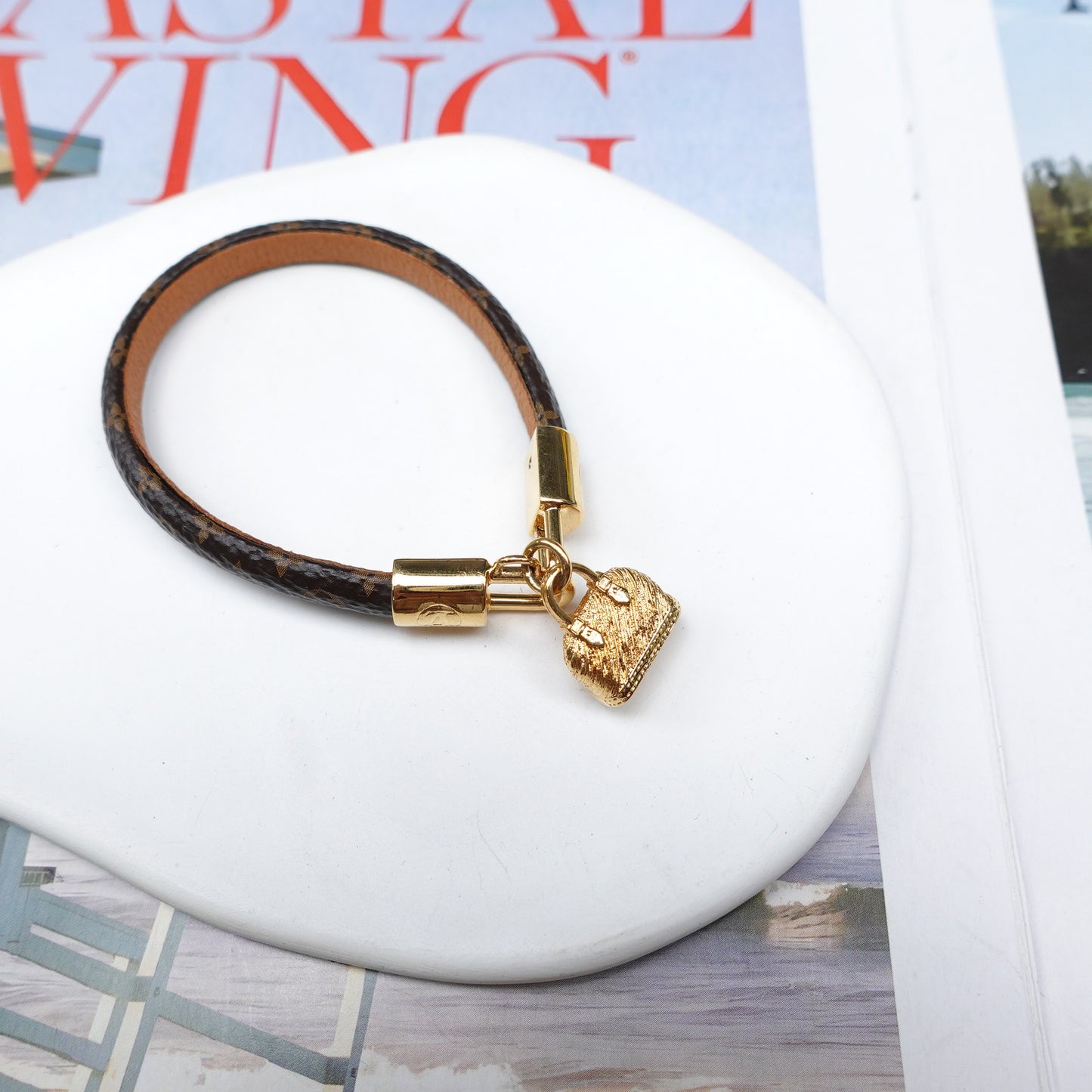 Pre-Owned Louis Vuitton Monogram Idylle Gold Tone Coated Canvas Bracelet