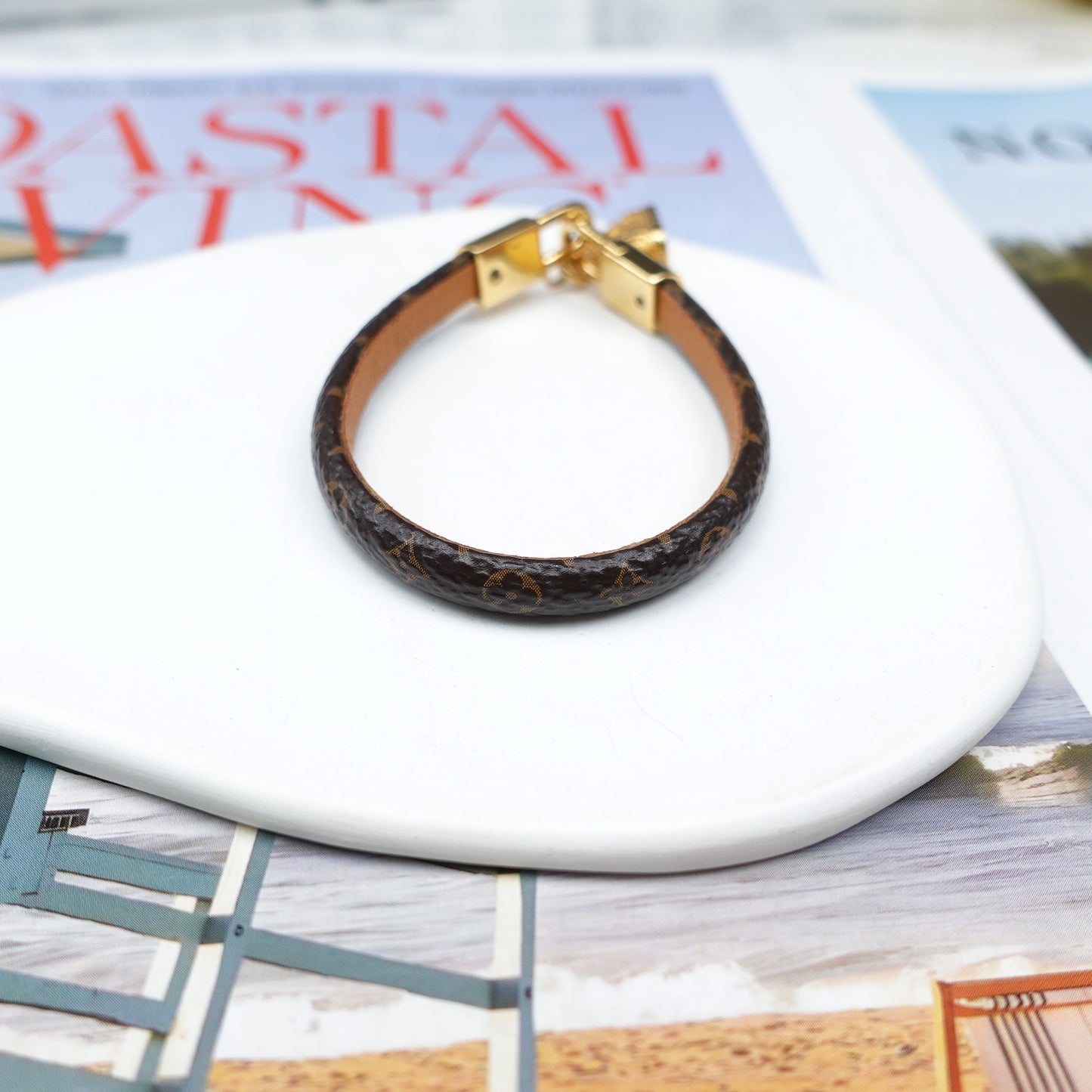 Pre-Owned Louis Vuitton Monogram Idylle Gold Tone Coated Canvas Bracelet