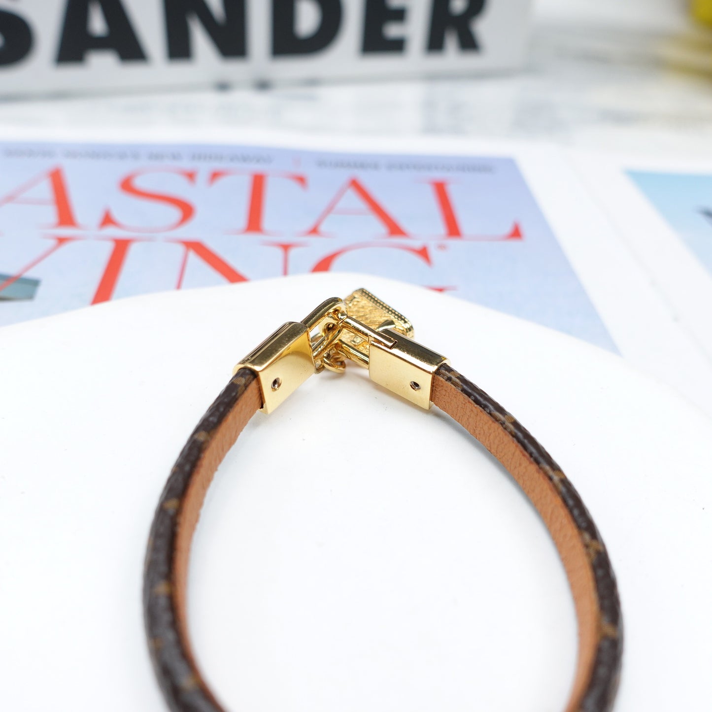 Pre-Owned Louis Vuitton Monogram Idylle Gold Tone Coated Canvas Bracelet