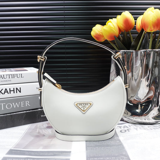 Pre-owned Prada Arque White Calfskin Shoulder Bag
