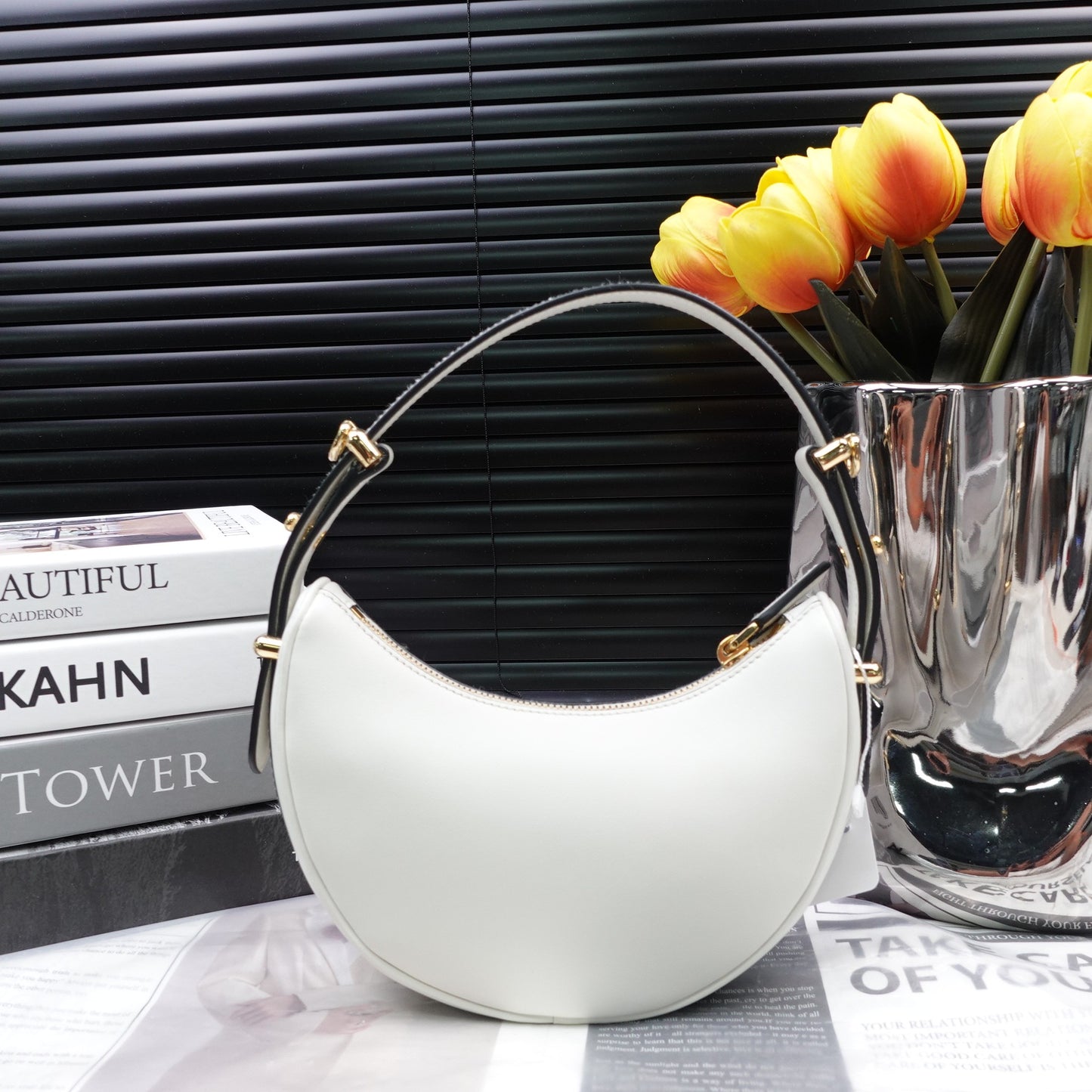 Pre-owned Prada Arque White Calfskin Shoulder Bag