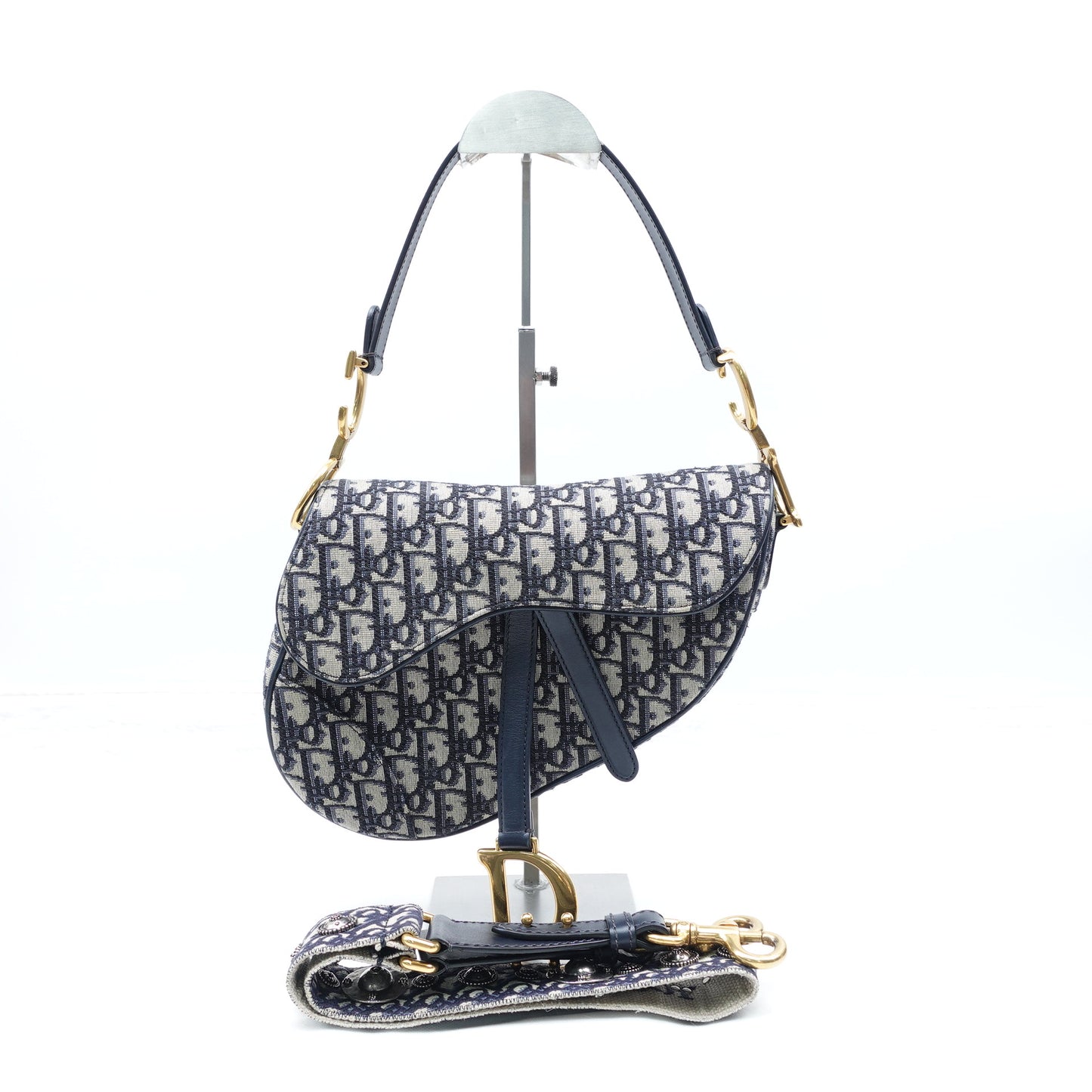 Pre-owned Christian Dior Medium Saddle Oblique Canvas Shoulder Bag