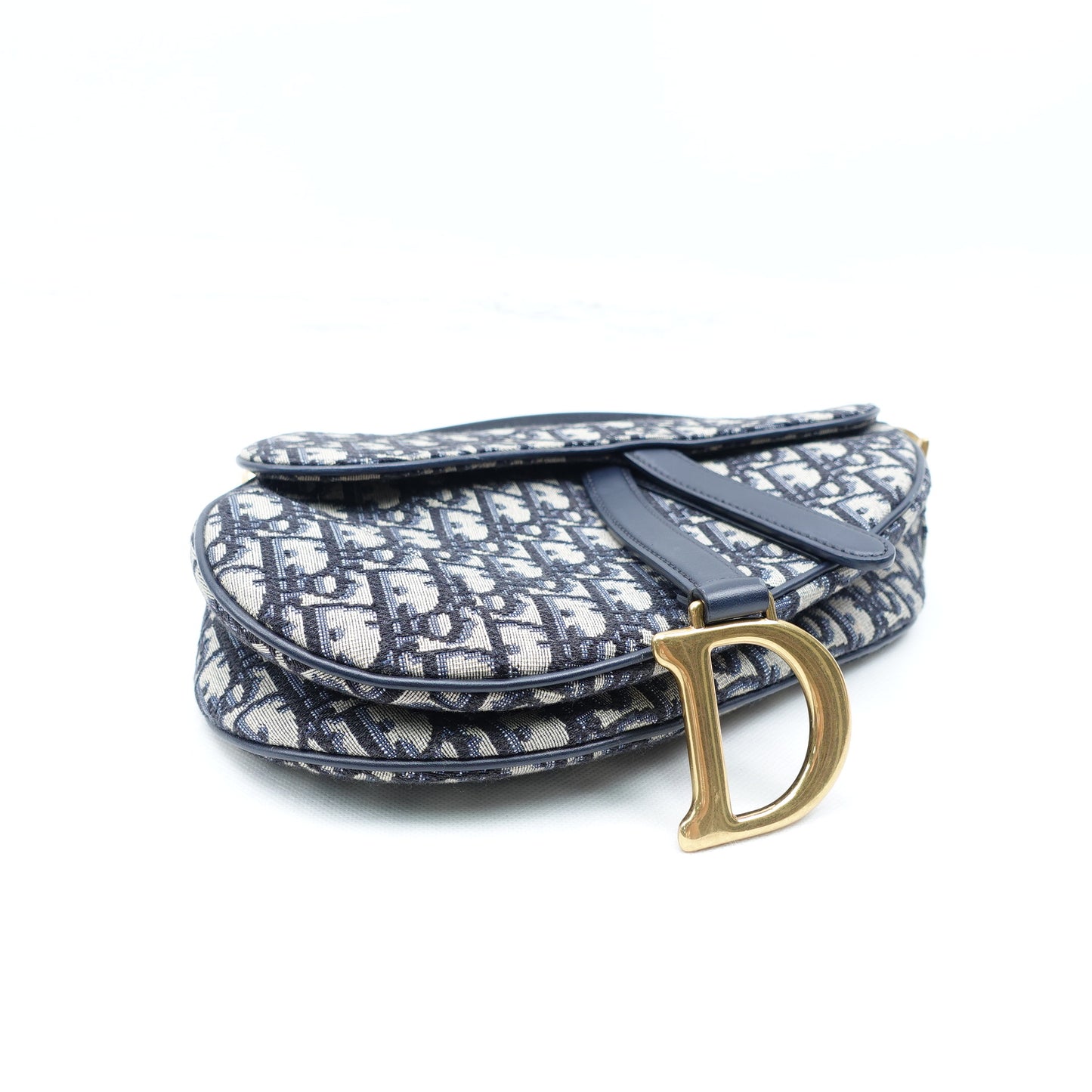 Pre-owned Christian Dior Medium Saddle Oblique Canvas Shoulder Bag