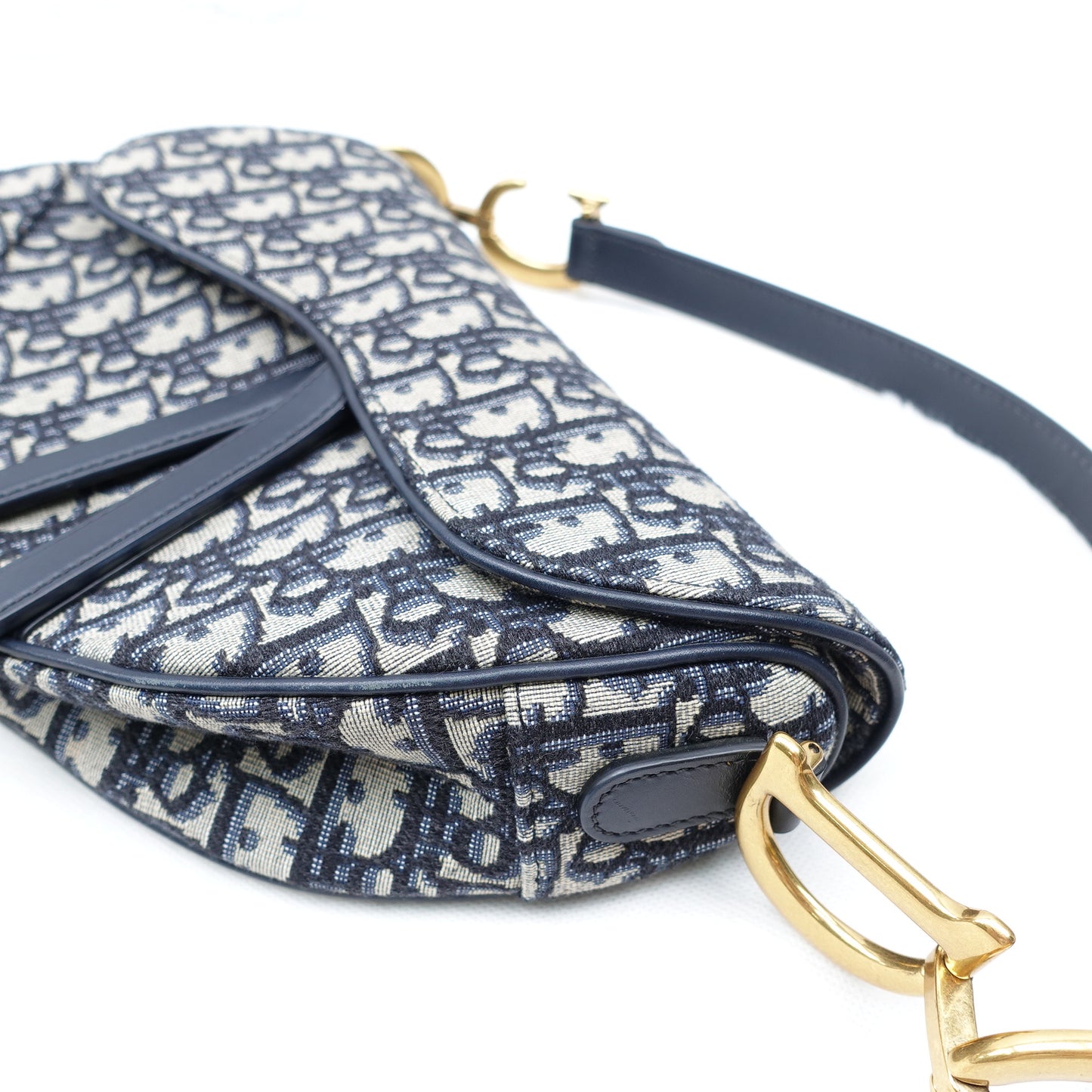 Pre-owned Christian Dior Medium Saddle Oblique Canvas Shoulder Bag