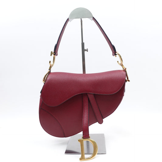 Pre-owned Dior Saddle Red Calfskin Top Handle Bag