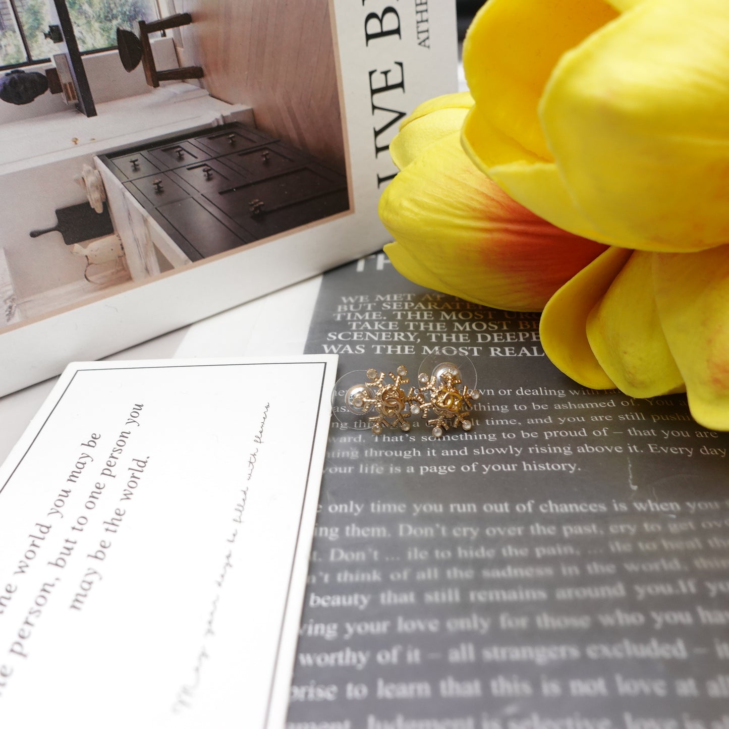 Pre-Owned Chanel Gold-tone Snow Flower Pearl Earrings