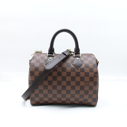 Pre-owned Louis Vuitton Speedy 25 Damier Ebene Coated Canvas Shoulder Bag