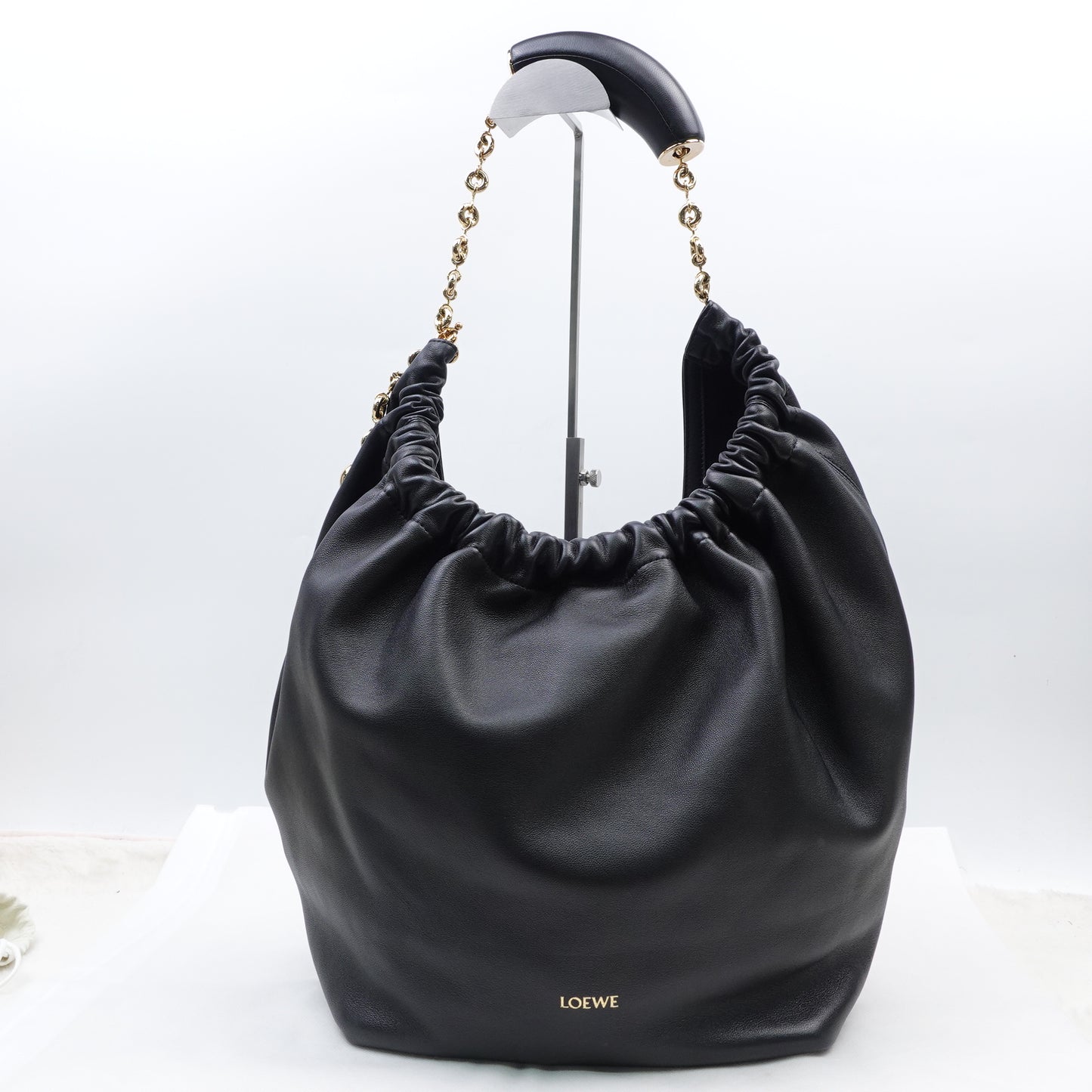 Loewe Squeeze Medium Black Lambskin Tote Bag