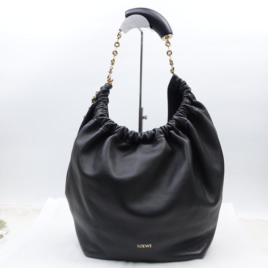 Loewe Squeeze Medium Black Lambskin Tote Bag