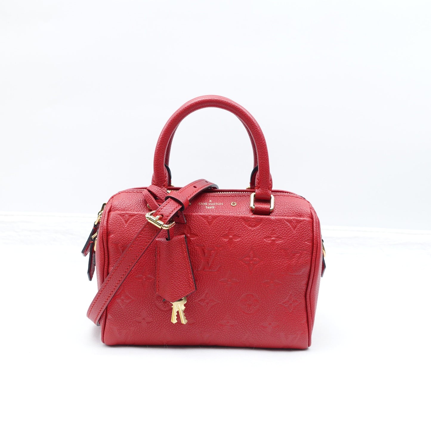 Pre-owned Louis Vuitton Speedy Red Calfskin Shoulder Bag