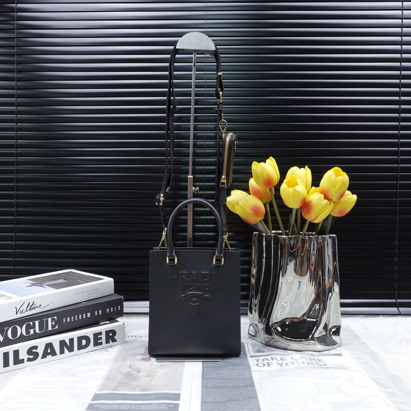 Pre-Owned Prada Black Calfskin Shoulder Bag