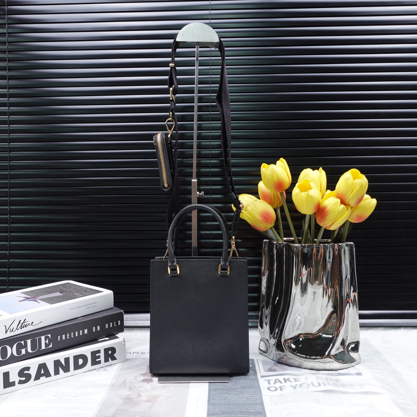 Pre-Owned Prada Black Calfskin Shoulder Bag