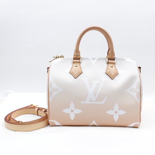 Pre-owned Louis Vuitton Speedy 25 Bandouliere By The Pool Coated Canvas Shoulder Bag