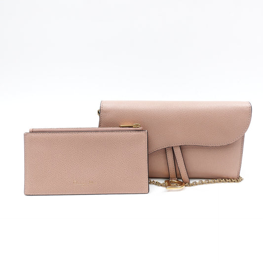 Pre-owned Dior Saddle WOC Milktea Calfskin Shoulder Bag