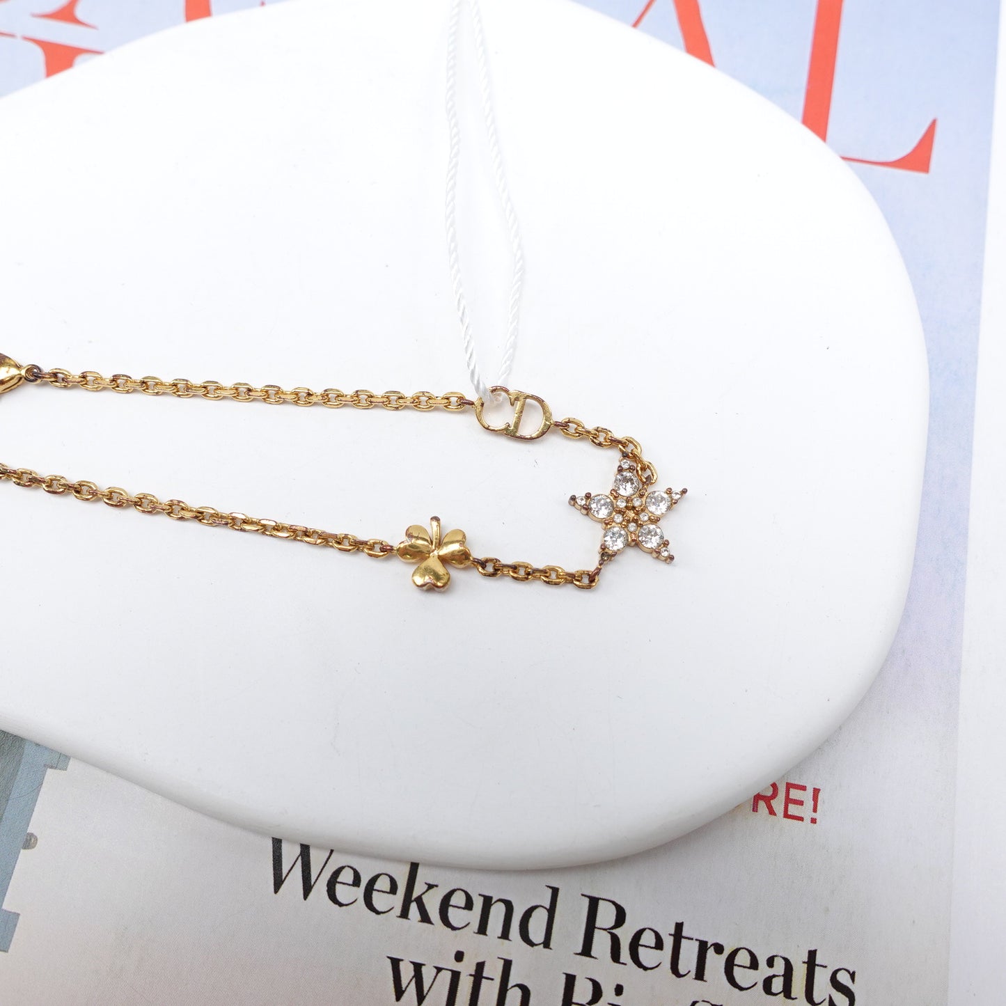 Pre-Owned Dior Gold Tone Diamond White&Gold Bracelet