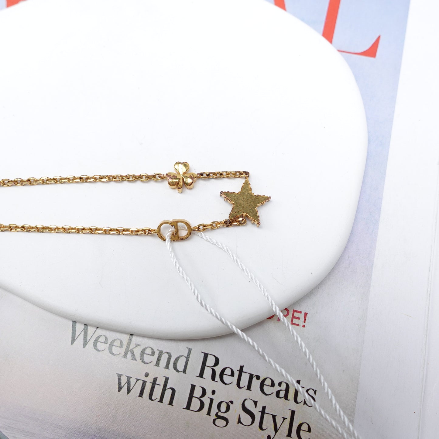 Pre-Owned Dior Gold Tone Diamond White&Gold Bracelet