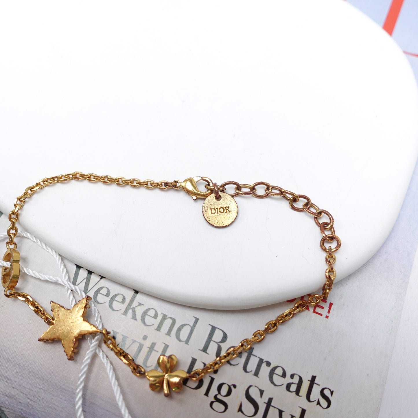 Pre-Owned Dior Gold Tone Diamond White&Gold Bracelet