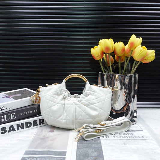 Pre owned Dior Walk in Dior White Calfskin Shoulder Bag
