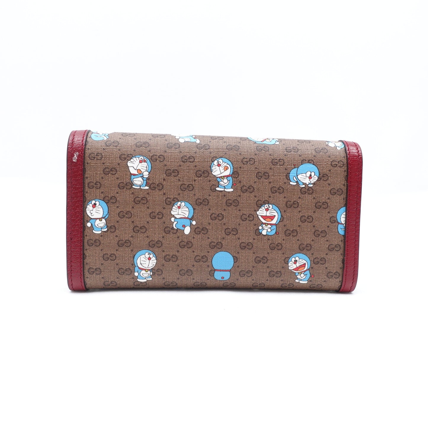 Pre-owned Gucci Doraemon Monogram&Red Coated Canvas Long Wallet