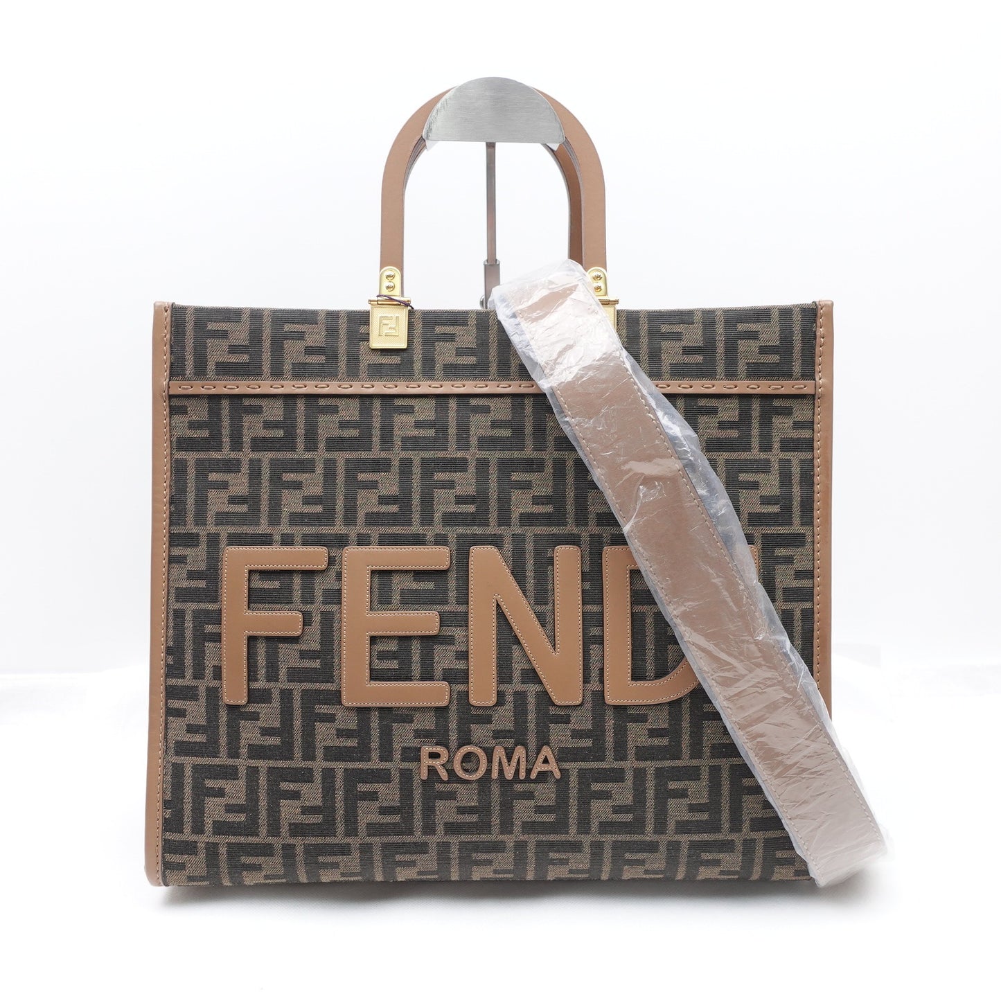 Pre-owned Fendi Sunshine Medium Monogram Canvas Tote Bag