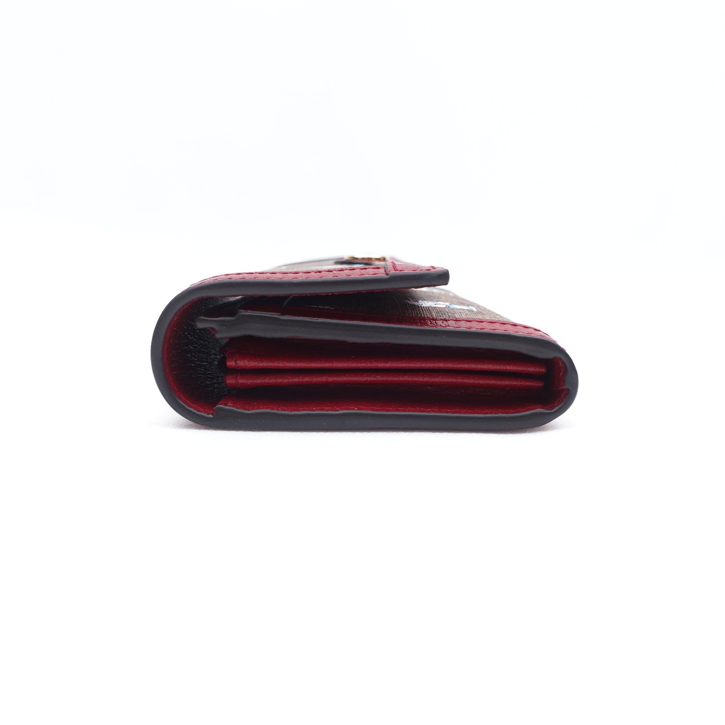 Pre-owned Gucci Doraemon Monogram&Red Coated Canvas Long Wallet