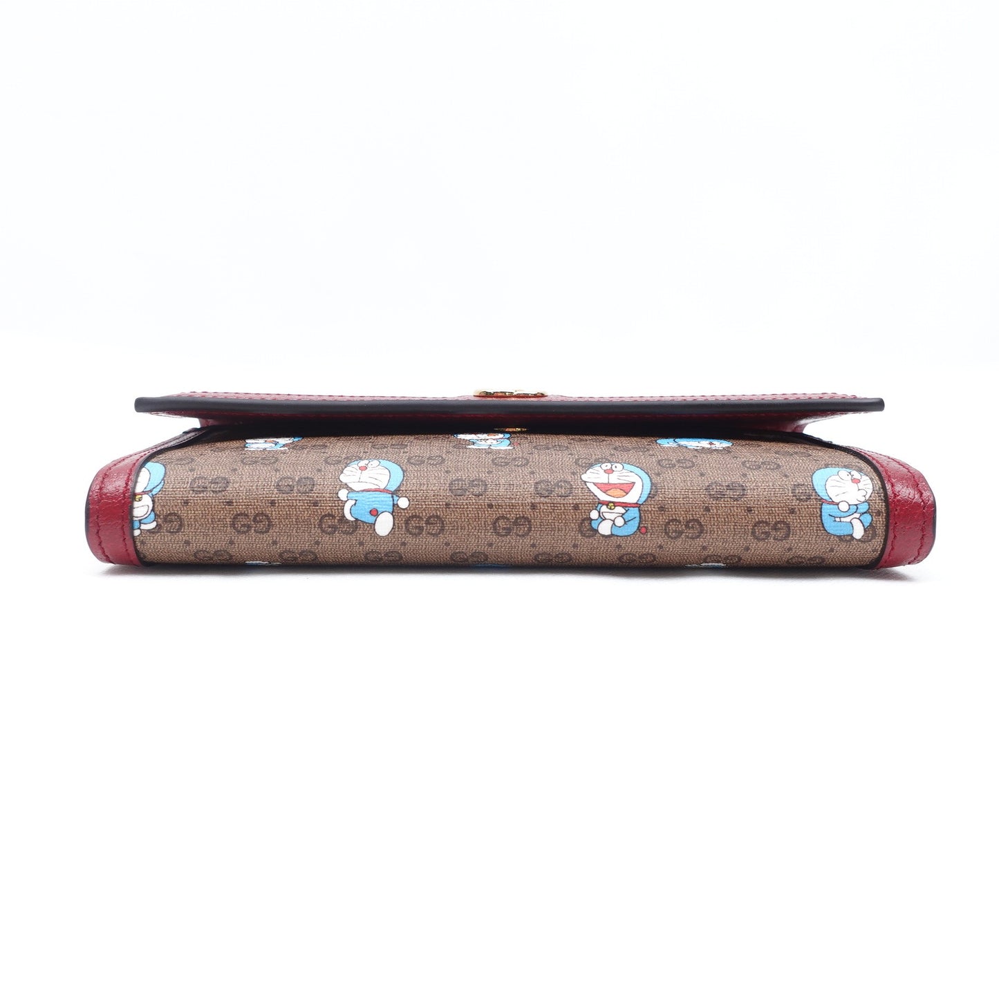 Pre-owned Gucci Doraemon Monogram&Red Coated Canvas Long Wallet