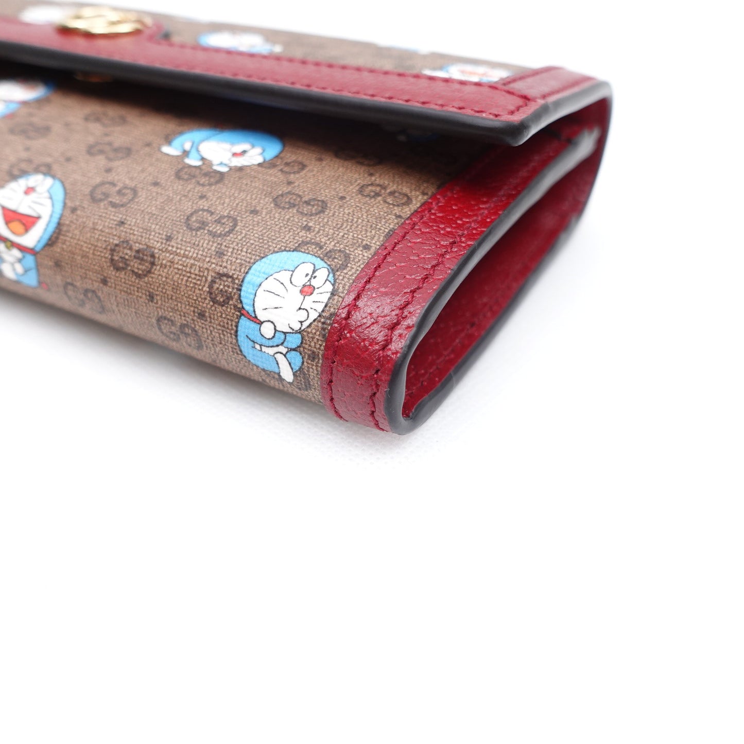 Pre-owned Gucci Doraemon Monogram&Red Coated Canvas Long Wallet