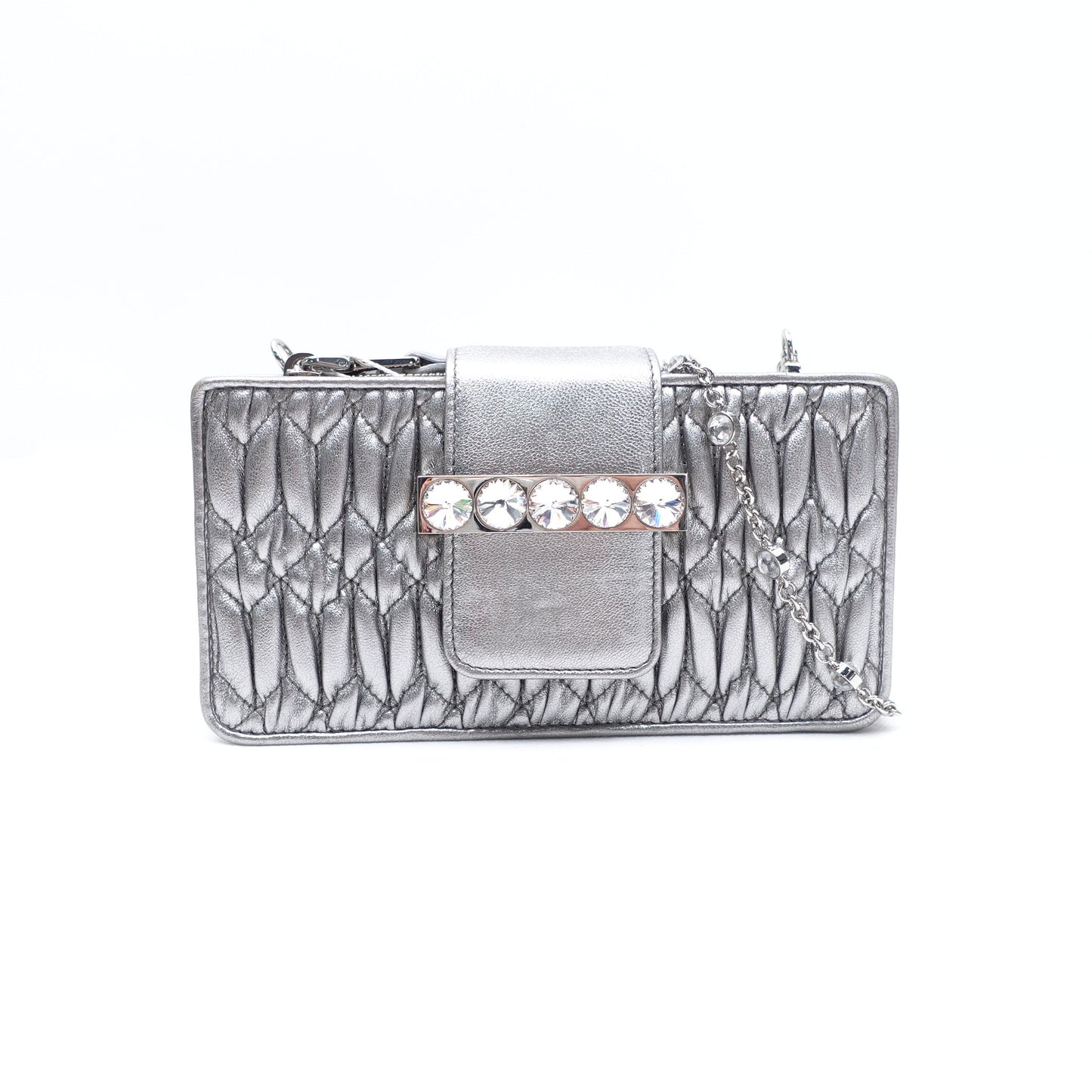 Pre-owned Miumiu Woc Silver Lambskin Crossbody Bag