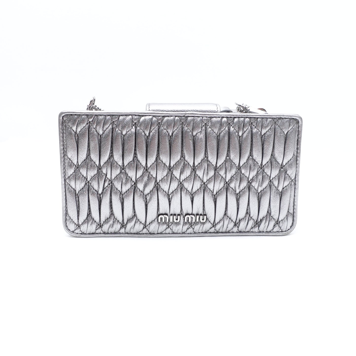 Pre-owned Miumiu Woc Silver Lambskin Crossbody Bag