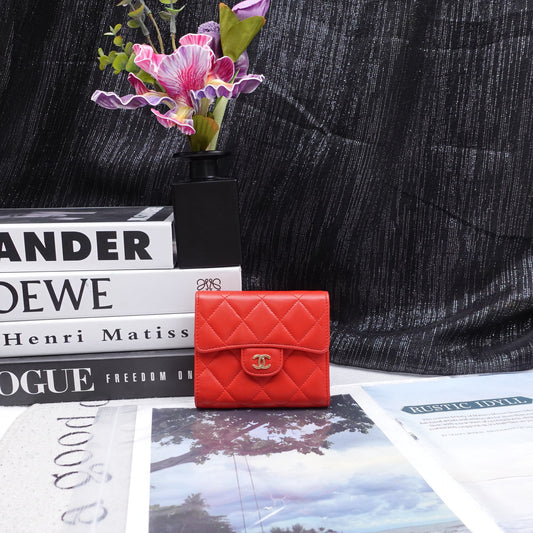 Pre-owned Chanel Classic Flap Red Lambskin Wallet