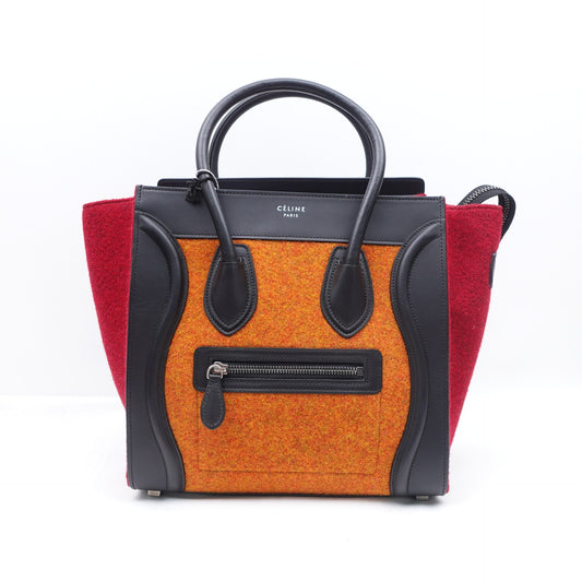 Pre-owned Celine Luggage Black Felt&Calfskin Tote Bag