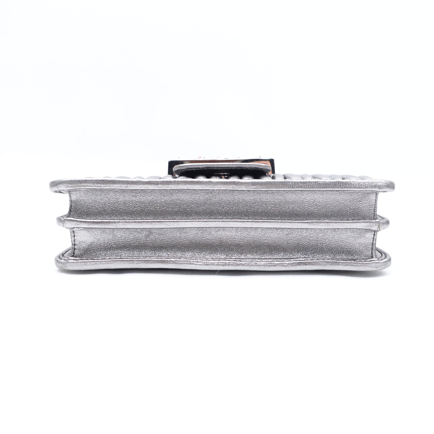 Pre-owned Miumiu Woc Silver Lambskin Crossbody Bag