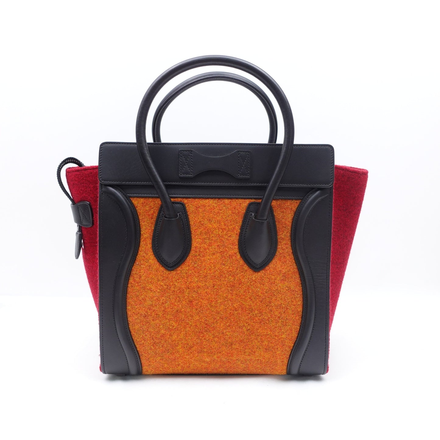 Pre-owned Celine Luggage Black Felt&Calfskin Tote Bag