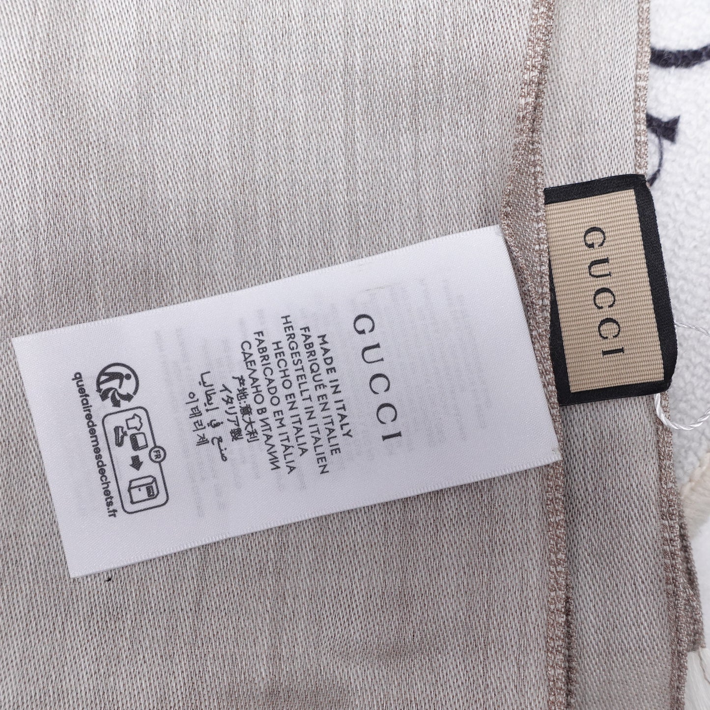 Pre-Owned Gucci Monogram&Gray Square Wool Scarf