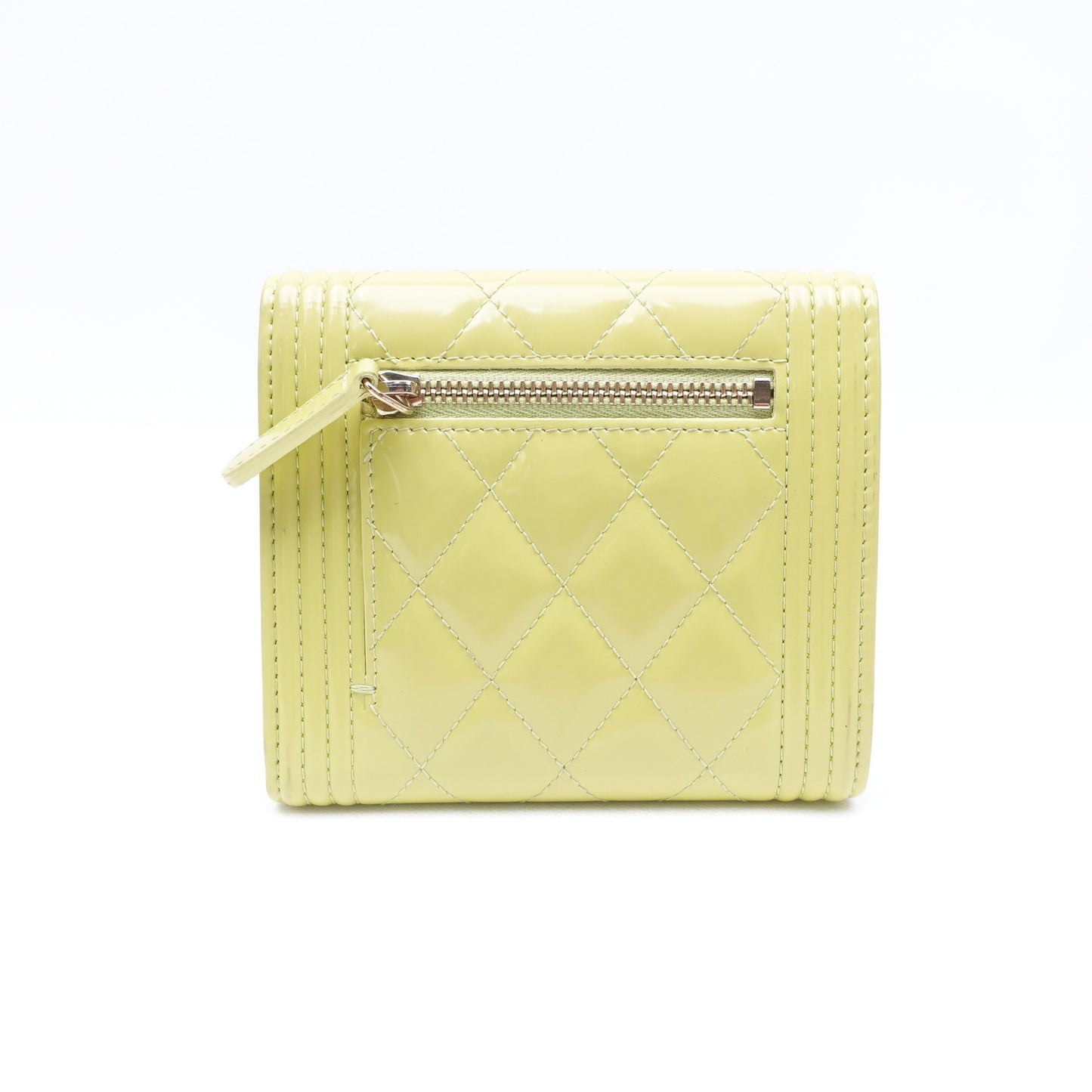 Pre-owned Chanel Leboy Yellow Patent Wallet
