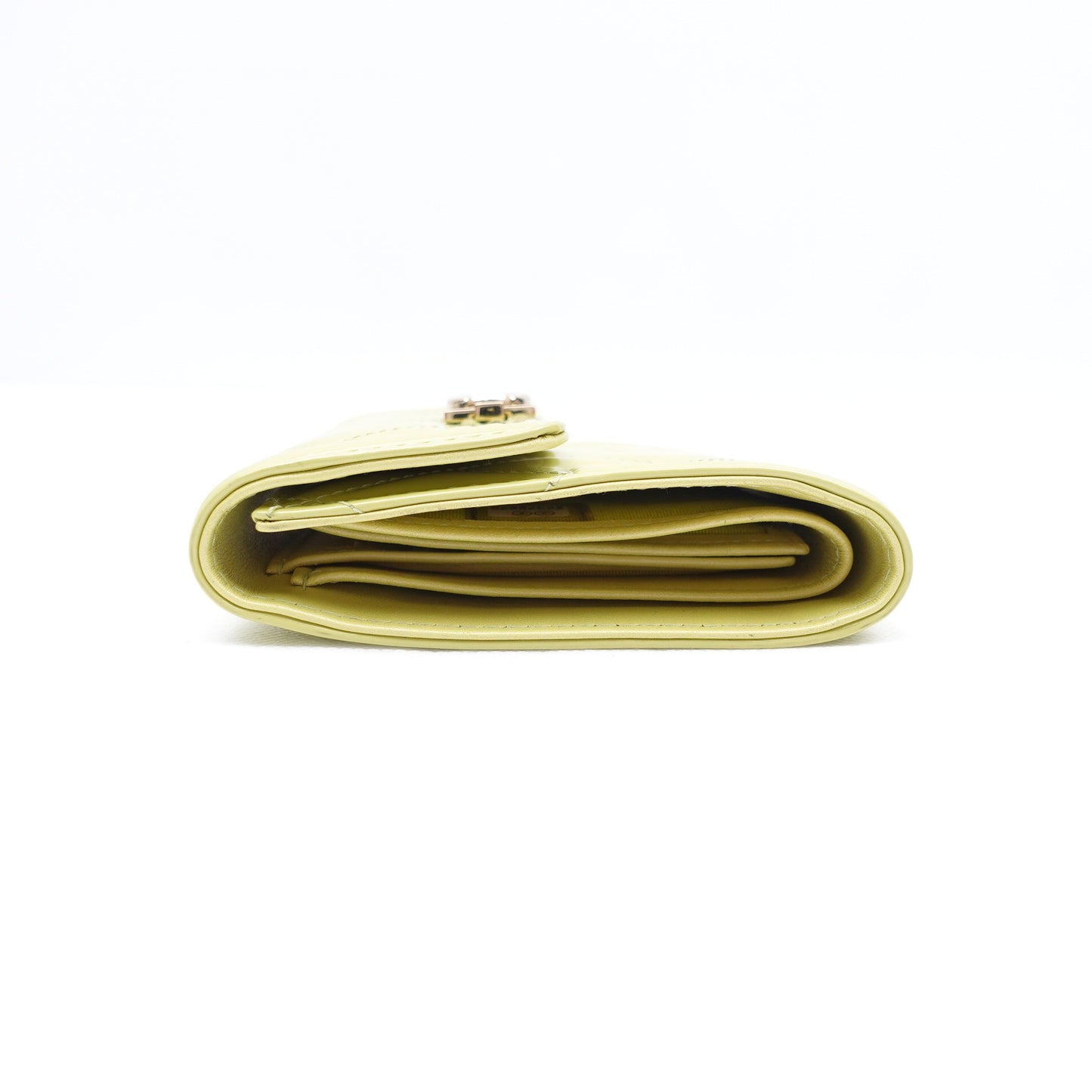 Pre-owned Chanel Leboy Yellow Patent Wallet