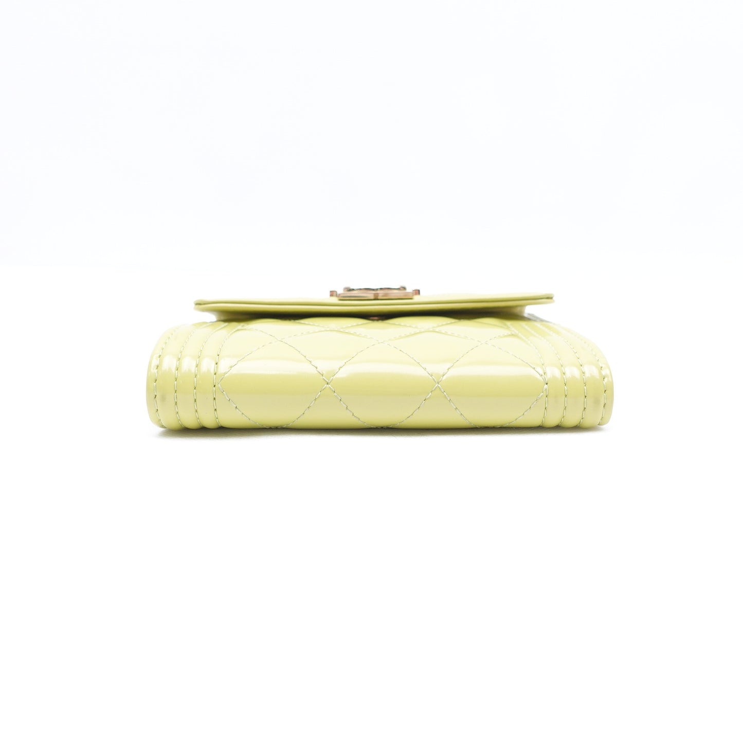 Pre-owned Chanel Leboy Yellow Patent Wallet