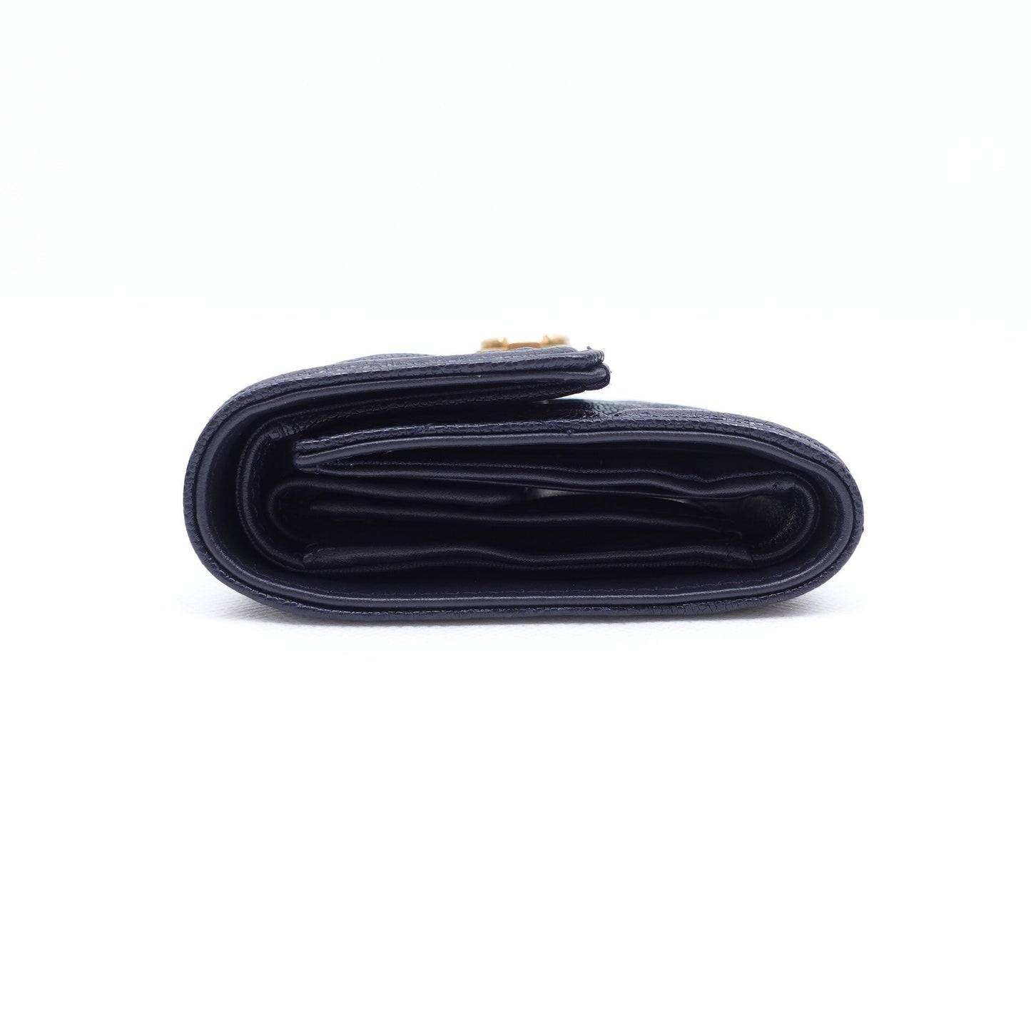 Pre-owned Chanel Le Boy Blue Calfskin Short Wallet
