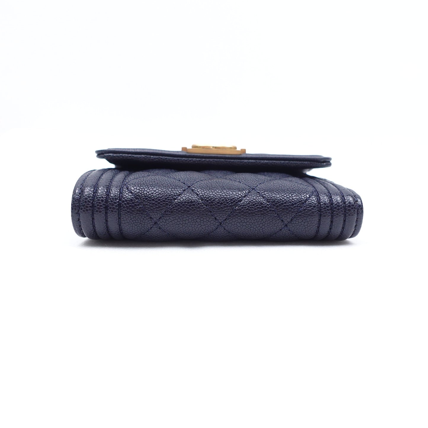 Pre-owned Chanel Le Boy Blue Calfskin Short Wallet