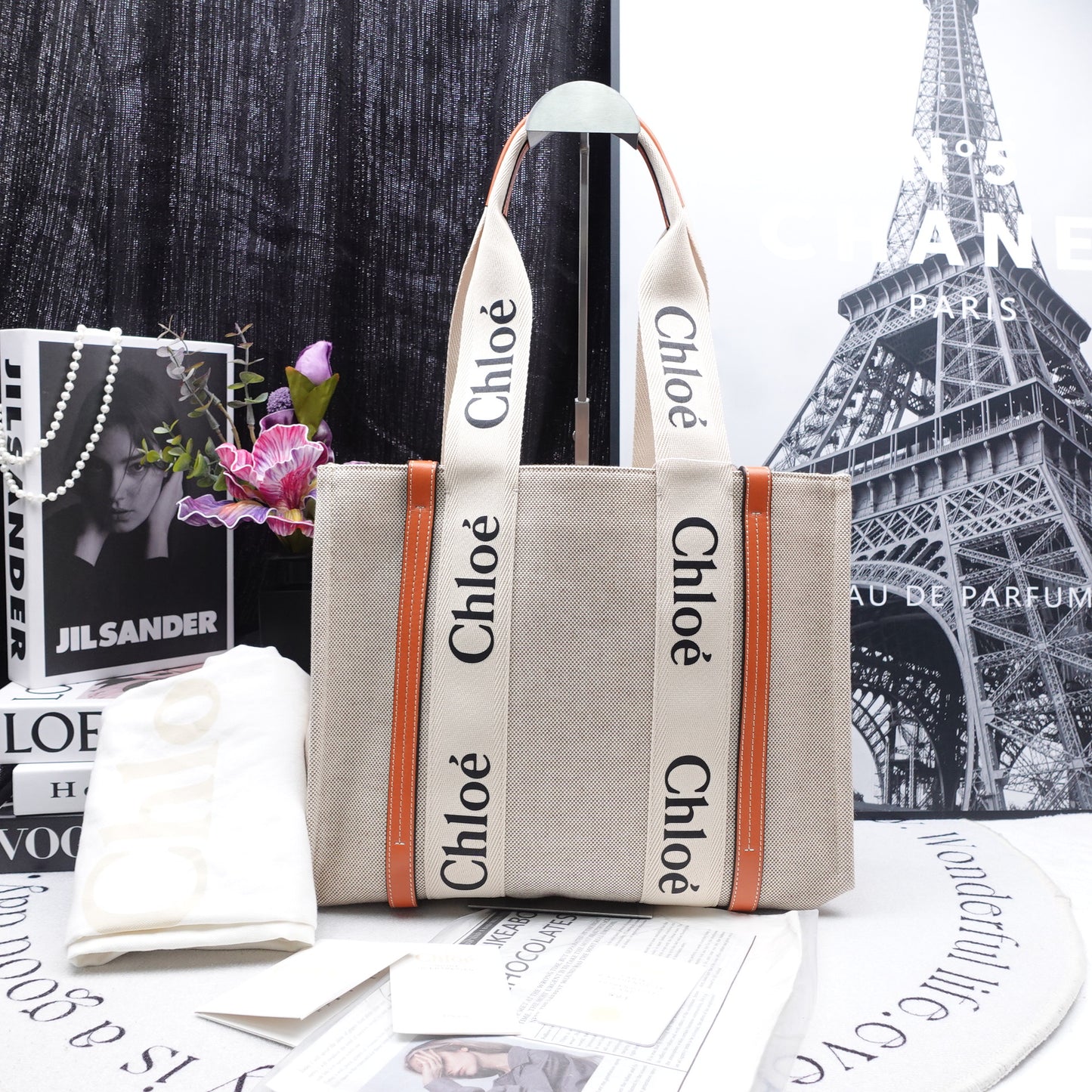 Pre-owned Chloe Woody Beige Canvas Tote Bag