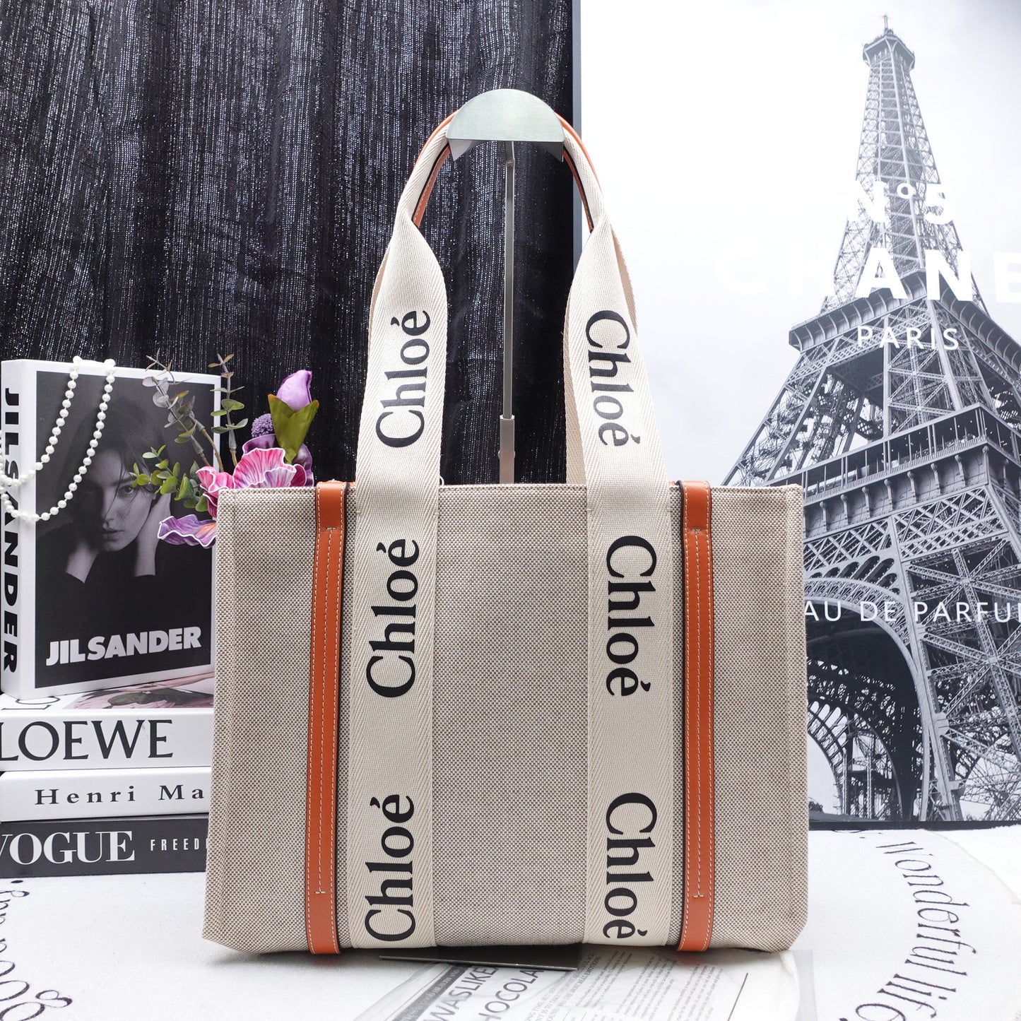 Pre-owned Chloe Woody Beige Canvas Tote Bag