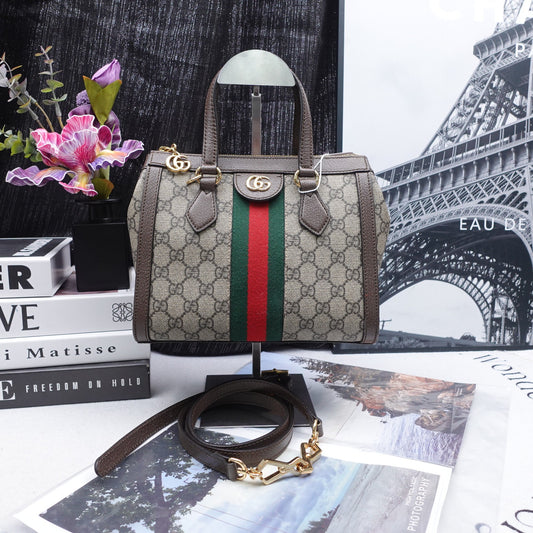Pre-owned Gucci Ohidia Brown Canvas Shoulder Bag