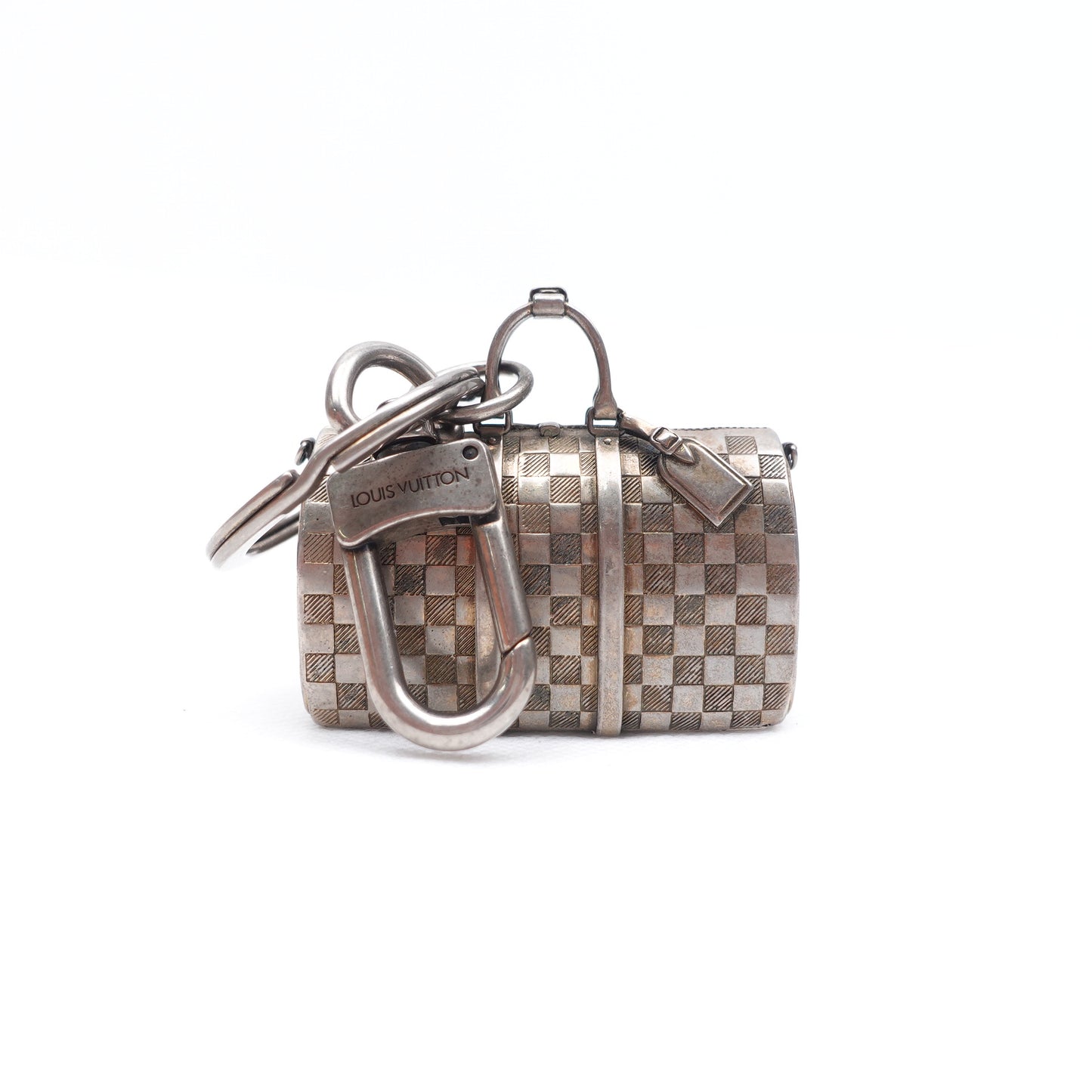 Pre-owned Louis Vuitton Keepall Aged Silver Bag Charm
