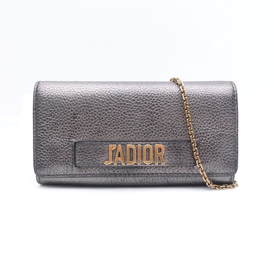 Pre-owned Dior Jadior WOC Grey Calfskin Shoulder Bag