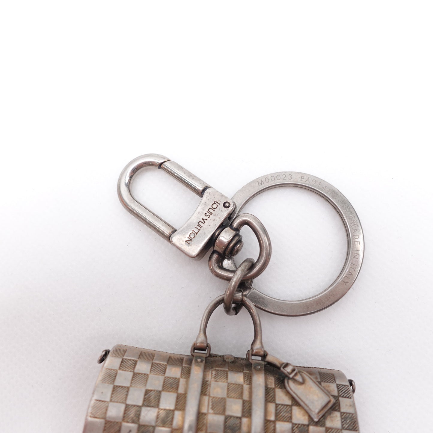 Pre-owned Louis Vuitton Keepall Aged Silver Bag Charm