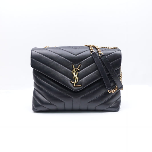 Pre-owned Saint Laurent Loulou Black Calfskin Shoulder Bag