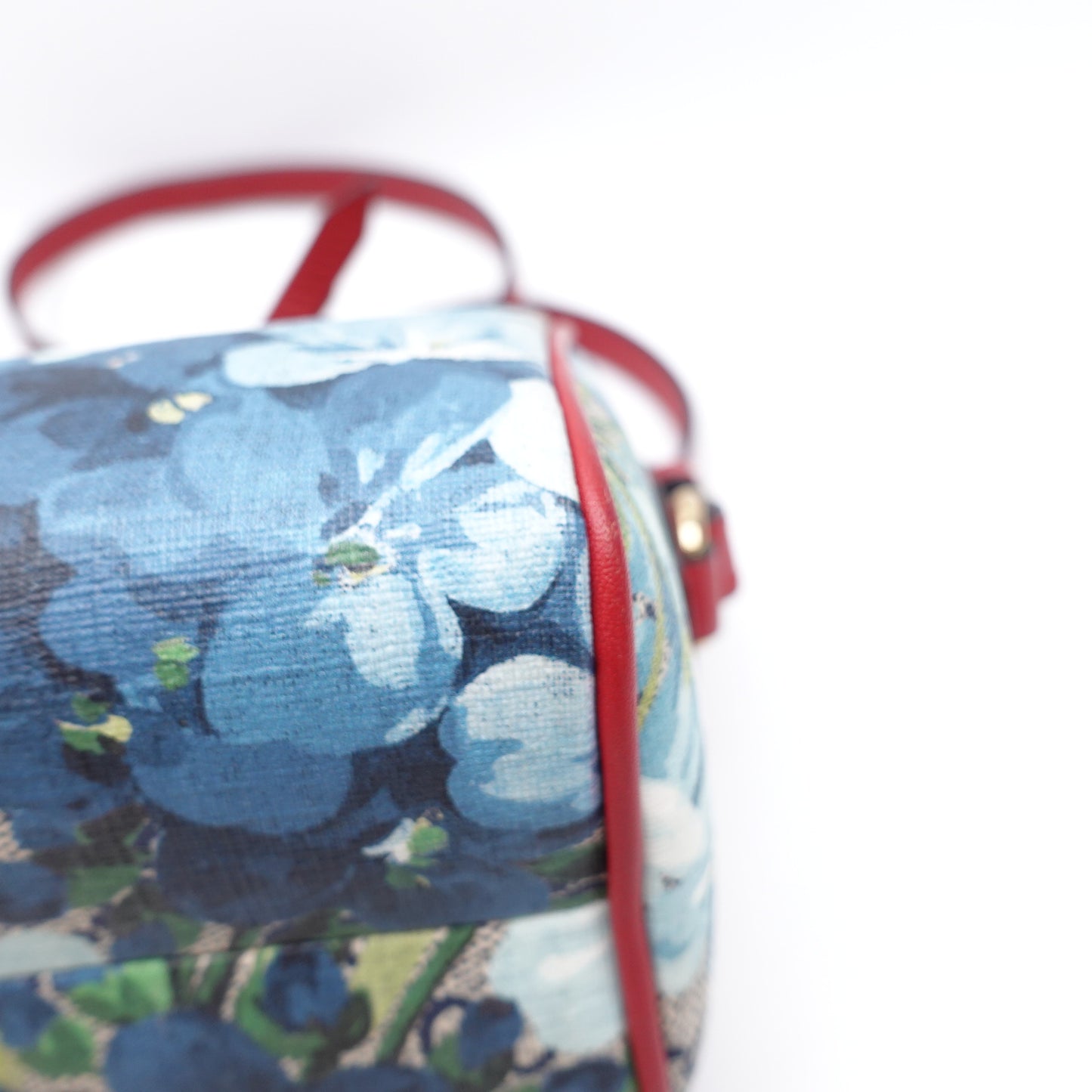 Pre-owned Gucci Boston Mini Blue Bloom Coated Canvas Shoulder Bag