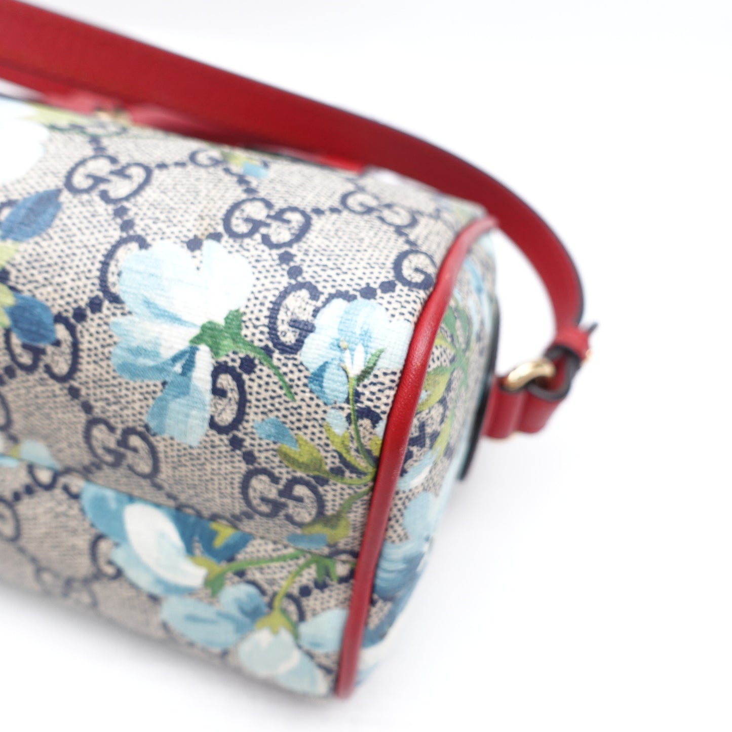 Pre-owned Gucci Boston Mini Blue Bloom Coated Canvas Shoulder Bag