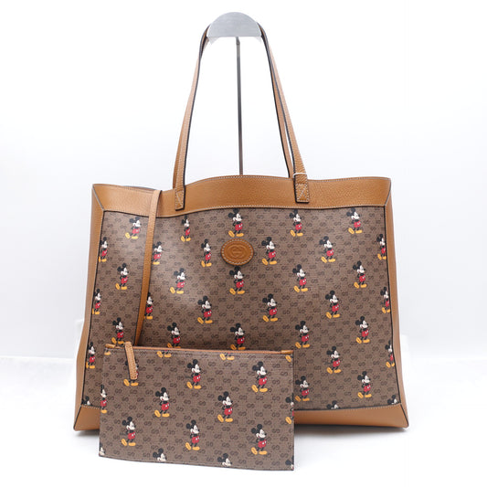 Pre-owned Gucci X Disney Mickey Mouse Coated Canvas Tote Bag