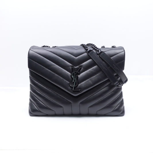 Pre-owned Yves Saint Laurent LouLou Black Calfskin Shoulder Bag